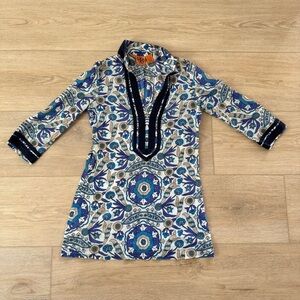 Tory Burch Blue Paisley Cotton Tunic